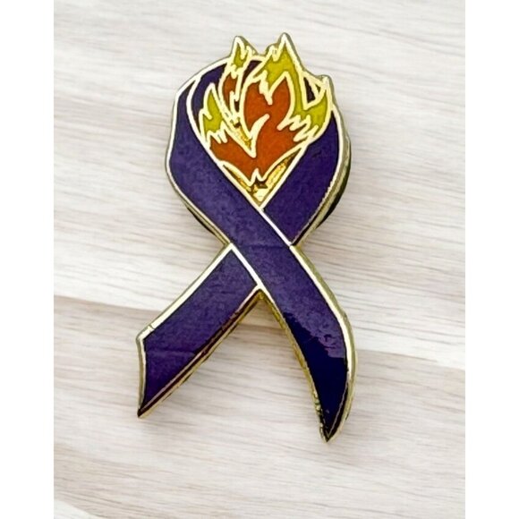 Other - Wildland Firefighter Foundation Enamle Pin Purple Ribbon with Flames Lapel Hat